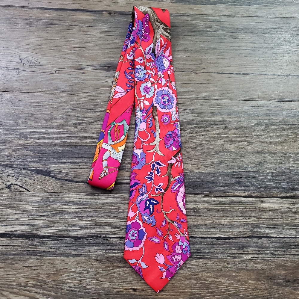 Hermes Printed Silk Tie